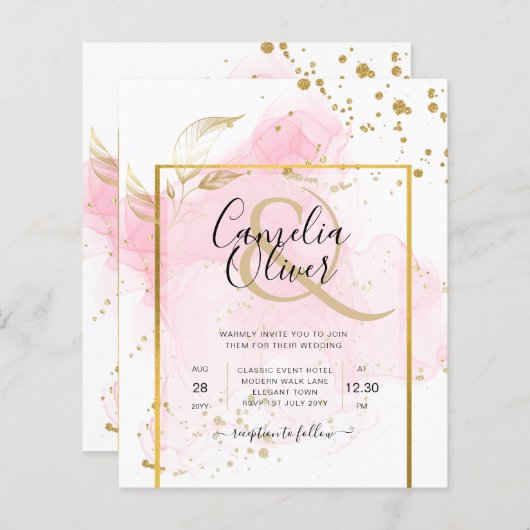 PINK GOLD WEDD Alkohol Tinte Abstrakt (Vorne/Hinten)