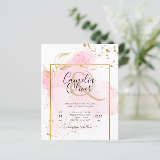 PINK GOLD WEDD Alkohol Tinte Abstrakt (Stehend Vorderseite)