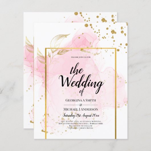 PINK GOLD WEDD Alkohol Tinte Abstrakt (Vorne/Hinten)