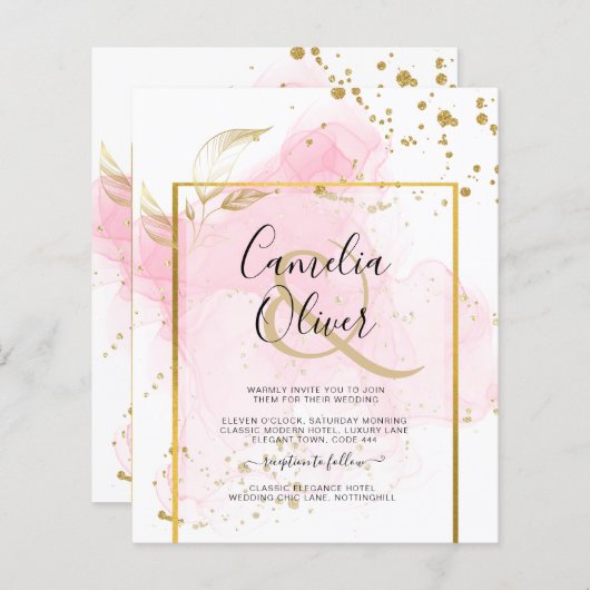 PINK GOLD WEDD Alkohol Tinte Abstrakt (Vorne/Hinten)