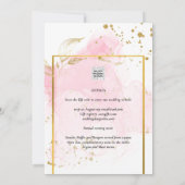 PINK GOLD WEDD Alkohol Tinte Abstrakt Einladung (Rückseite)