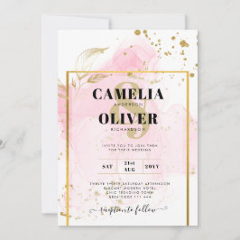 PINK GOLD WEDD Alkohol Tinte Abstrakt Einladung