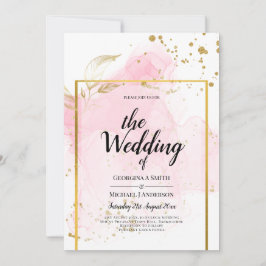 PINK GOLD WEDD Alkohol Tinte Abstrakt Einladung