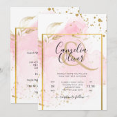PINK GOLD WEDD Alkohol Tinte Abstrakt Einladung (Vorne/Hinten)