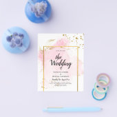 PINK GOLD WEDD Alkohol Tinte Abstrakt Flyer (Einzeln)