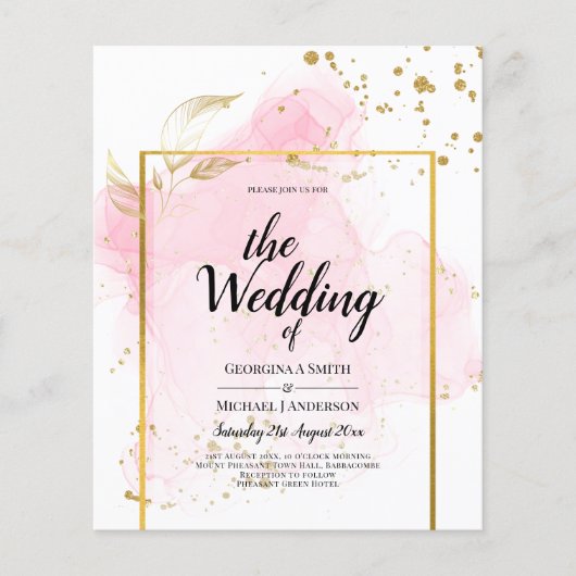 PINK GOLD WEDD Alkohol Tinte Abstrakt Flyer (Vorne)