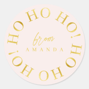 Pink Gold Weihnachten Ho Ho Ho ID1009 Runder Aufkleber