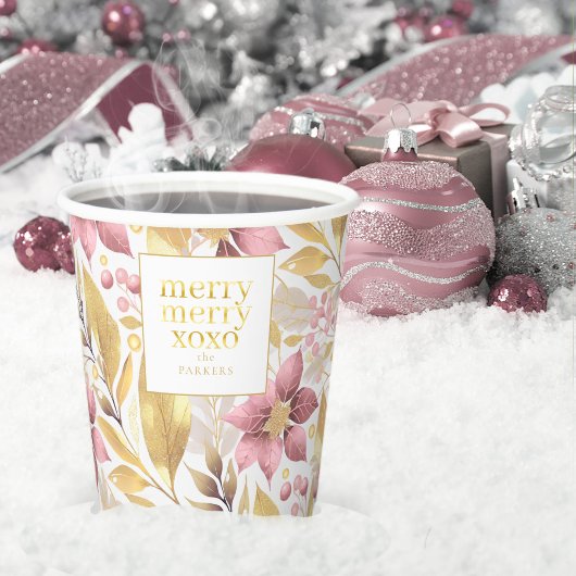Pink Gold Weihnachten Merry Pattern#21 ID1009 Pappbecher