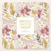 Pink Gold Weihnachten Merry Pattern#21 ID1009 Rechteckiger Pappuntersetzer (Vorderseite)