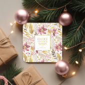 Pink Gold Weihnachten Merry Pattern#21 ID1009 Rechteckiger Pappuntersetzer