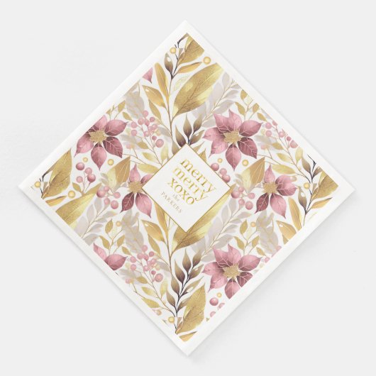 Pink Gold Weihnachten Merry Pattern#21 ID1009 Serviette (Ecke)