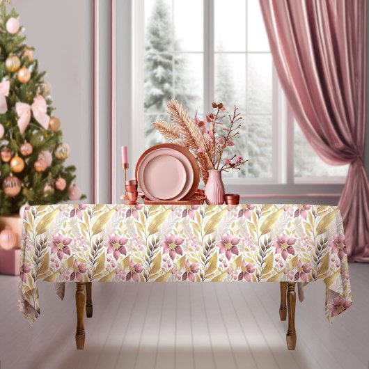 Pink Gold Weihnachten Merry Pattern#21 ID1009 Tischdecke
