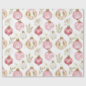 Pink Gold Weihnachten Vintage Ornamente Geschenkpapier (Flach)