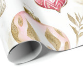 Pink Gold Weihnachten Vintage Ornamente Geschenkpapier (Rolleneckpunkt)