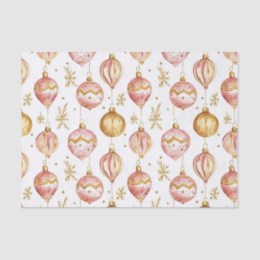 Pink Gold Weihnachten Vintage Ornamente Seidenpapier (Vorderseite)