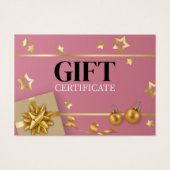 Pink Gold Weihnachtsball Stars Ribbon Geschenkkart (Vorderseite)