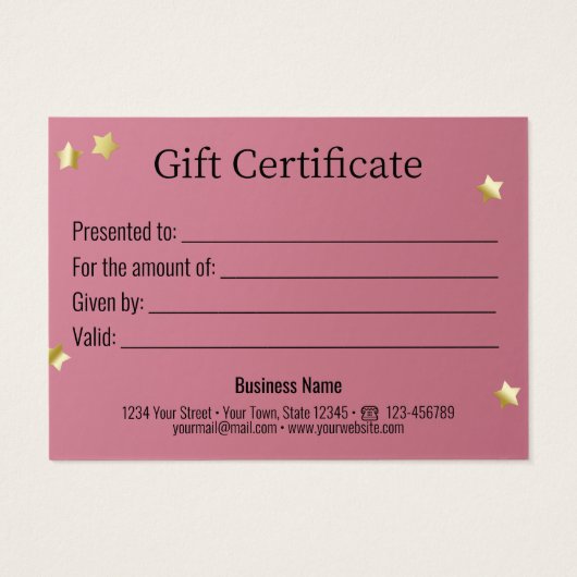 Pink Gold Weihnachtsball Stars Ribbon Geschenkkart (Rückseite)