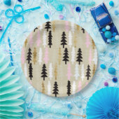 Pink & Gold Weihnachtsbaum Patten Papier Teller (Party)