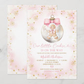 Pink Gold Weihnachtsbaume Cookie Kinderdusche Einladung (Vorne/Hinten)