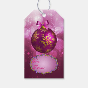 Pink & Gold Weihnachtsmarken Geschenkanhänger