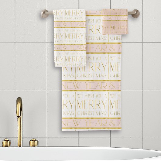 Pink Gold Weihnachtsmuster#35 ID1009 Badhandtuch Set