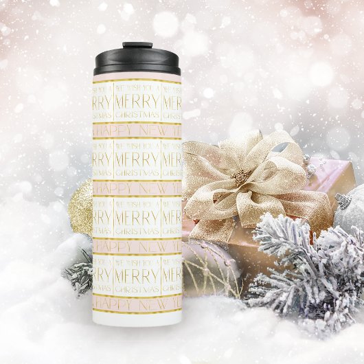 Pink Gold Weihnachtsmuster#35 ID1009 Thermosbecher