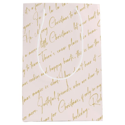 Pink Gold Weihnachtsmuster#36 ID1009 Mittlere Geschenktüte (Vorderseite)