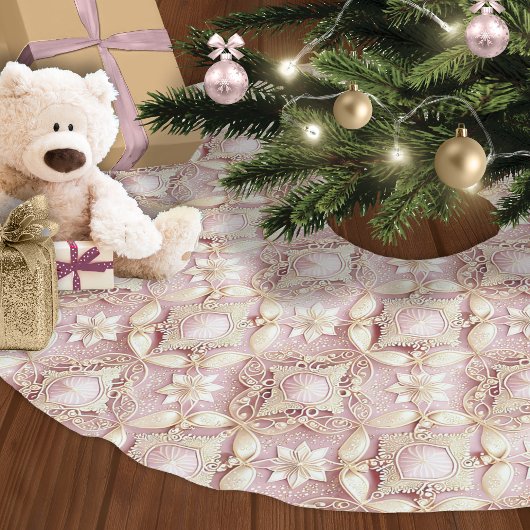 Pink Gold Weihnachtsmuster#3 ID1009 Polyester Weihnachtsbaumdecke