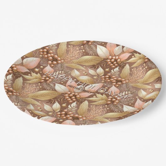 Pink Gold Weihnachtsmuster#8 ID1009 Pappteller (Schrägansicht)