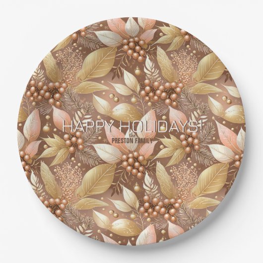 Pink Gold Weihnachtsmuster#8 ID1009 Pappteller (Vorderseite)