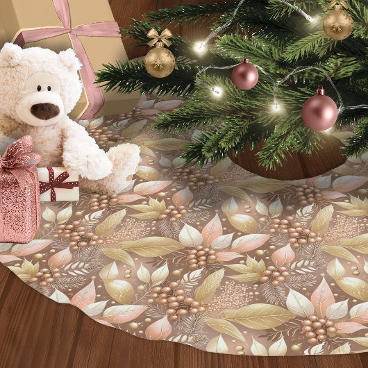 Pink Gold Weihnachtsmuster#8 ID1009 Polyester Weihnachtsbaumdecke
