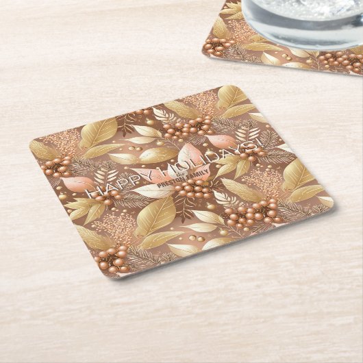 Pink Gold Weihnachtsmuster#8 ID1009 Rechteckiger Pappuntersetzer (angewinkelt)