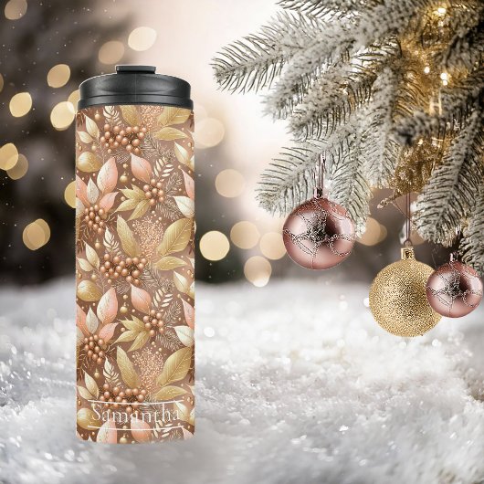 Pink Gold Weihnachtsmuster#8 ID1009 Thermosbecher