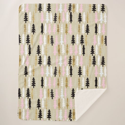 Pink & Gold Weihnachtsmuster Sherpa Blanket Sherpadecke (Vorderseite)