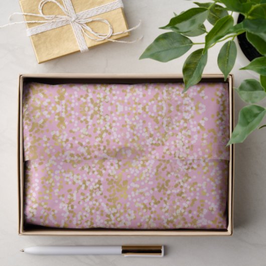 Pink Gold White Confetti Birthday Seidenpapier (Geschenk)