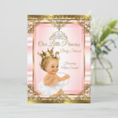 Pink Gold White Pearl Princess Baby Dusche Blonde Einladung (Stehend Vorderseite)