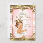 Pink Gold White Pearl Princess Baby Dusche Light Einladung (Vorderseite)