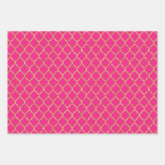 PINK GOLD WHITE STRIPES & DIAMOND PATTERN GESCHENKPAPIER SET (Vorderseite 3)
