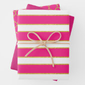 PINK GOLD WHITE STRIPES & DIAMOND PATTERN GESCHENKPAPIER SET (Beispiel)