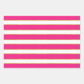 PINK GOLD WHITE STRIPES & DIAMOND PATTERN GESCHENKPAPIER SET (Vorderseite)