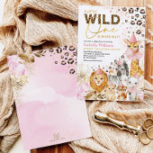 Pink Gold Wild Party Tiere Jungle Babydusche Einladung