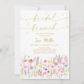 Pink Gold Wildblume Bridal Brunch Einladung (Vorderseite)