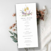 Pink Gold Wine Glasses Floral Wedding Program Dankeskarte