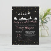 Pink Gold Winter Baby mit kalter Außendusche Einladung (Stehend Vorderseite)