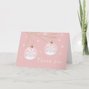 Pink Gold Winter Snowflake Babydusche Dankeskarte