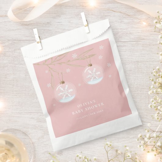 Pink Gold Winter Snowflake Babydusche Geschenktütchen (Ausgeschnitten)