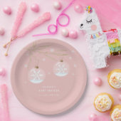 Pink Gold Winter Snowflake Babydusche Pappteller (Party)