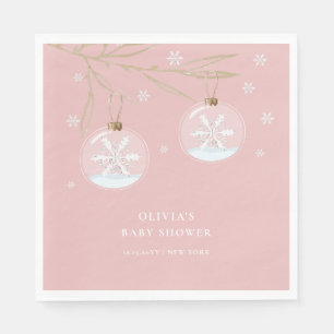 Pink Gold Winter Snowflake Babydusche Serviette