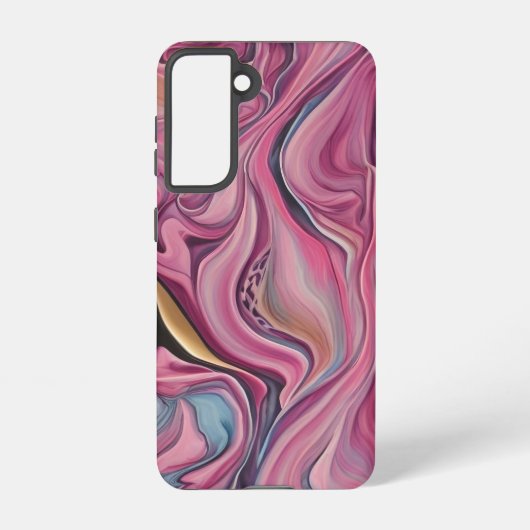 Pink & Gold Wirbel Paint Pour Phone Case Samsung Galaxy Hülle (Rückseite)