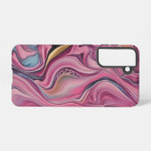 Pink & Gold Wirbel Paint Pour Phone Case Samsung Galaxy Hülle (Rückseite (Horizontal))